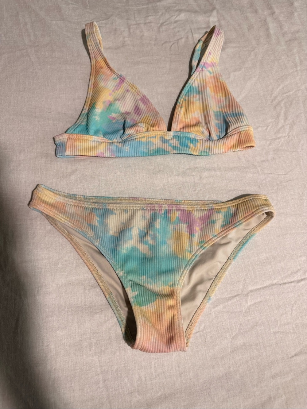 Billabong Pastel Tie-Dye Ribbed Bikini - Blue, Yellow, Pink
